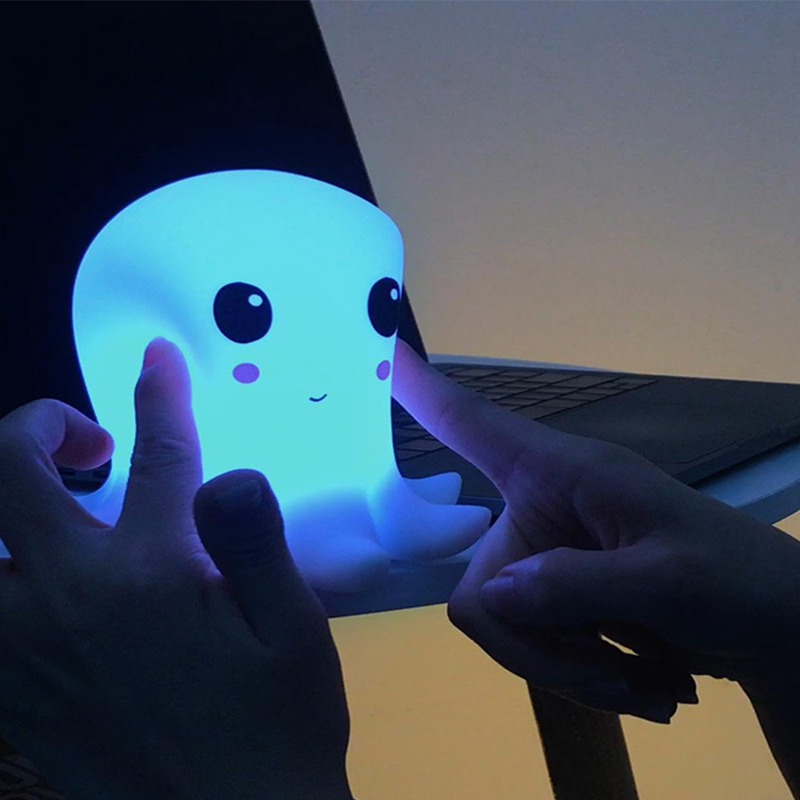 Matte Coating Silicone Compression Molding Kid Silicone Octopus Night Lights Manufacturers3