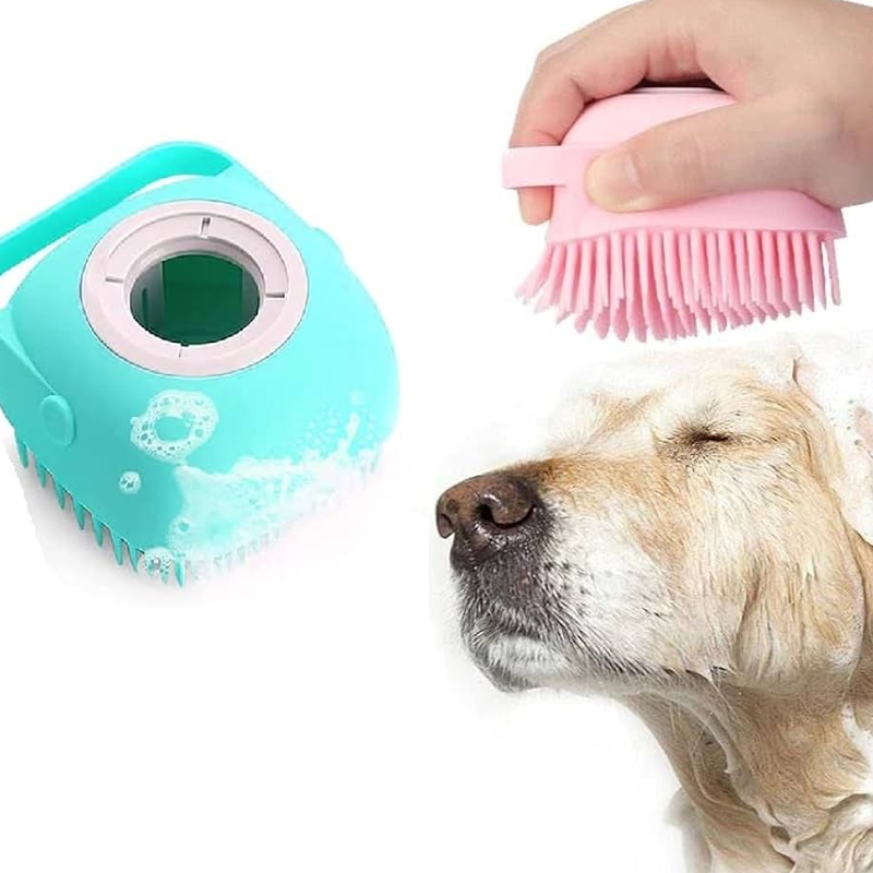 What Is the Production & Custom Process for Our Factory’s Pet Bath Brush with Built-In Shampoo Dispenser3